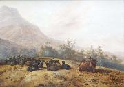 Mountain landscape with shepherds Jacobus Mancadan